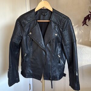 Topshop Faux Leather Moto Jacket - Size 8